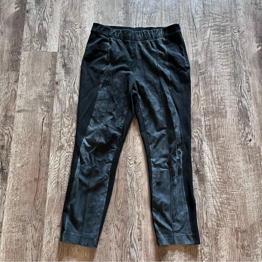 Lafayette 148 New York Black Gramercy Leather Skinny Pants Size 10 Pull On